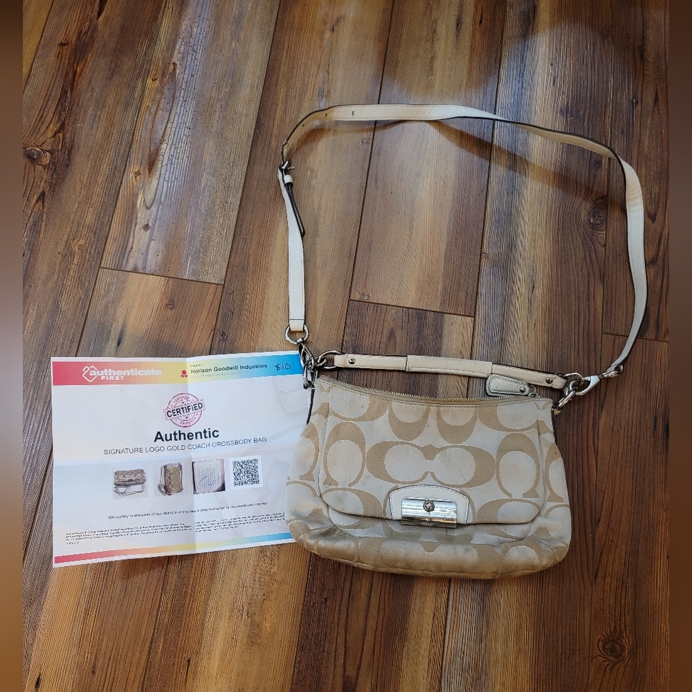 Signature Logo Gold Coach Crossbody Bag